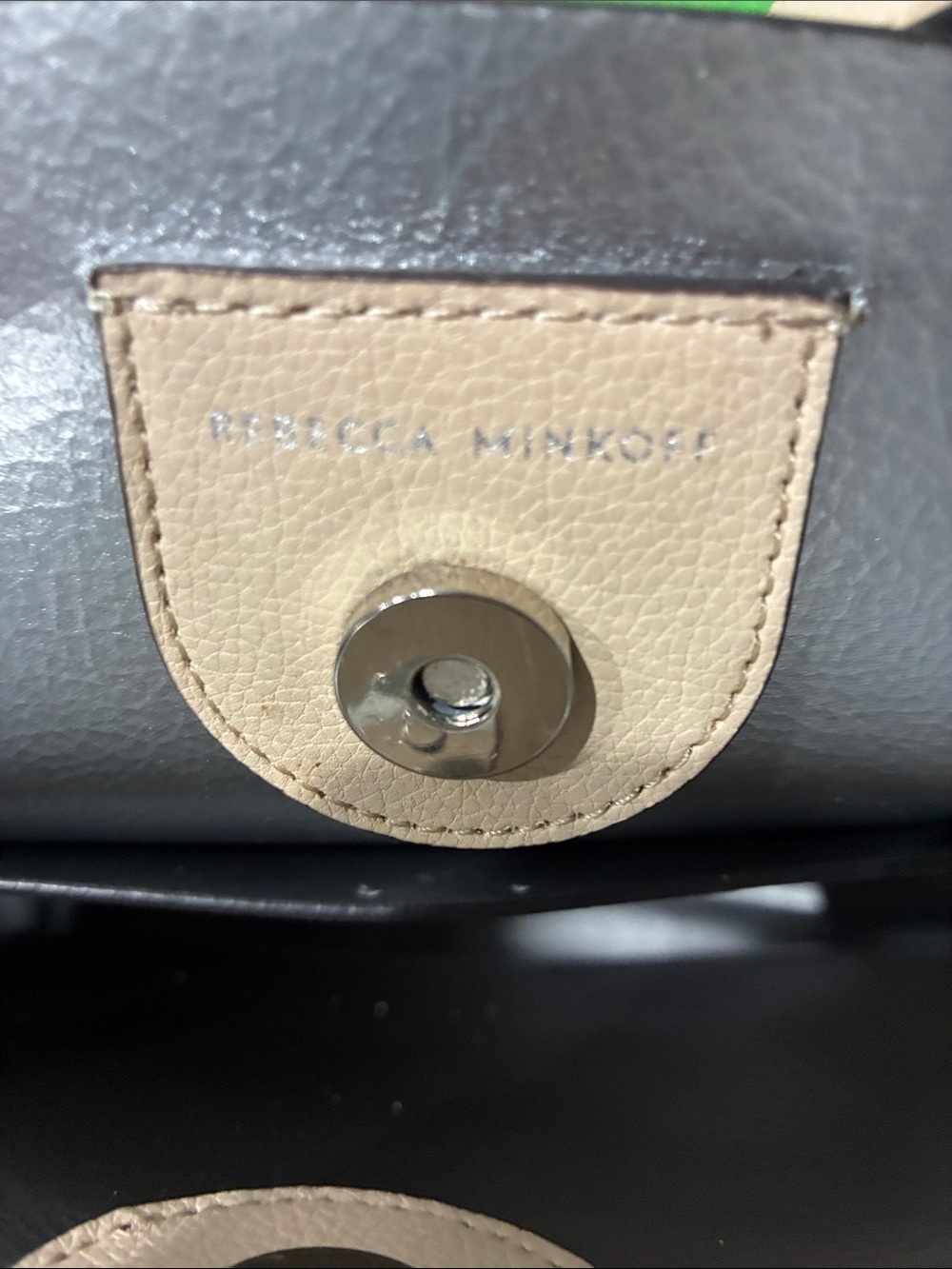 Rebecca Minkoff Black and Beige Crossbody with Magnetic Snap